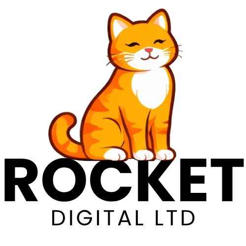 Rocket Digital logo featuring Rocket the cat above the company name